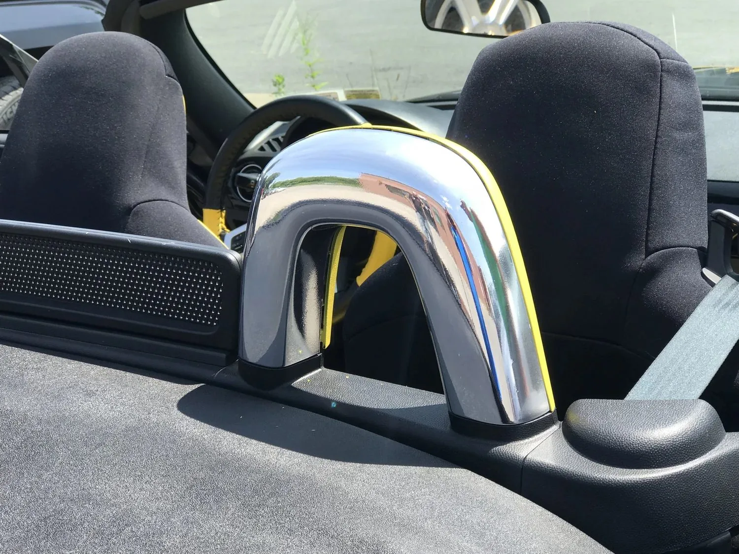 Refinished interior trim back inside a car