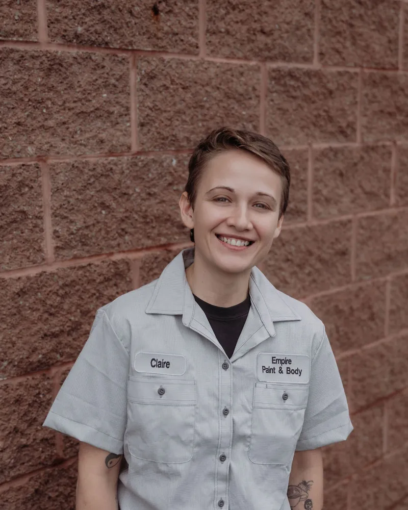 Claire Sears, technician, in her Empire work shirt