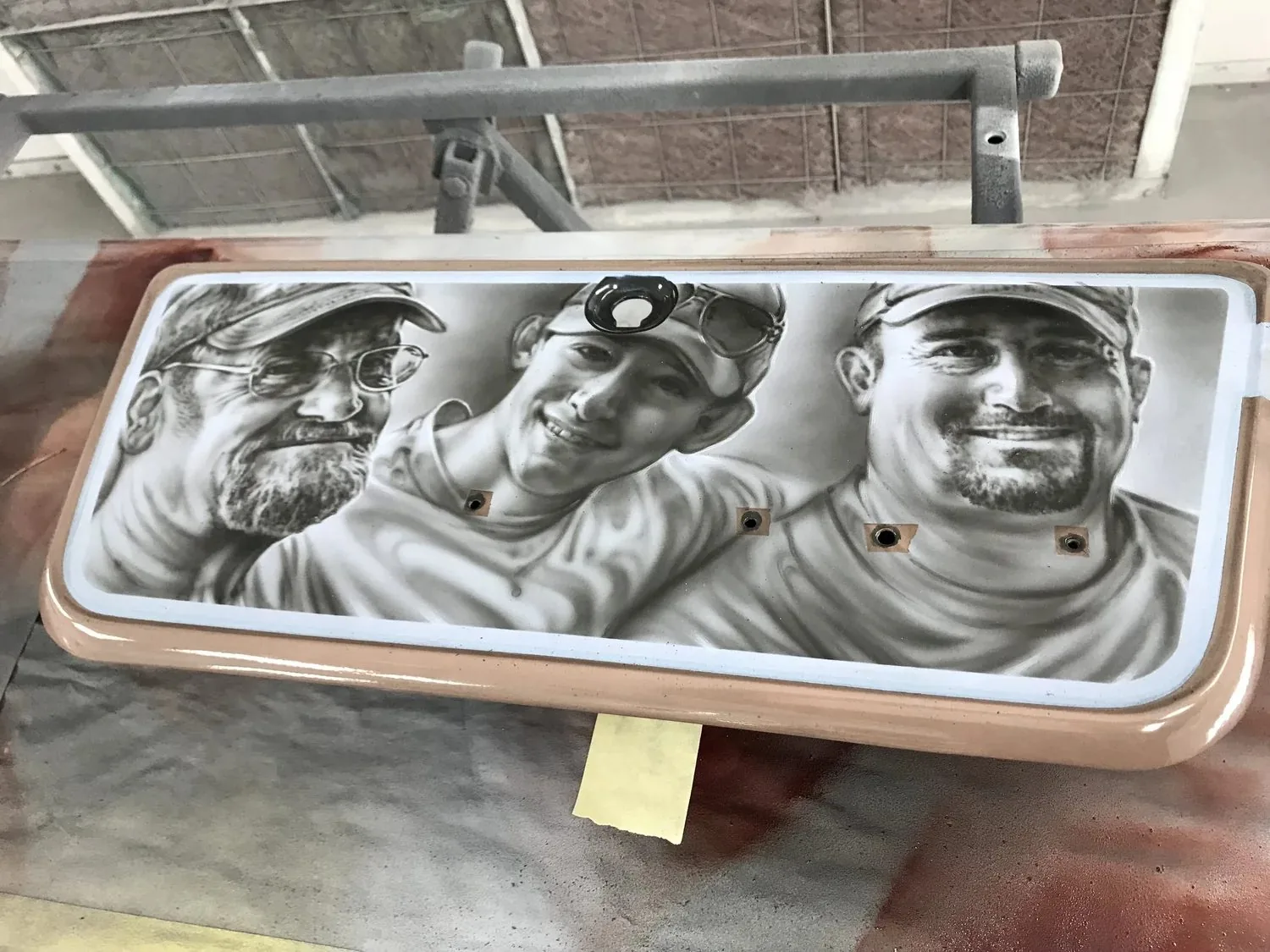 A hand painted panel in daylight, before the Lumilor is switched on
