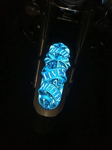 A firefighter tribute design glowing