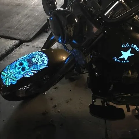 A skull design in Lumilor on a fender